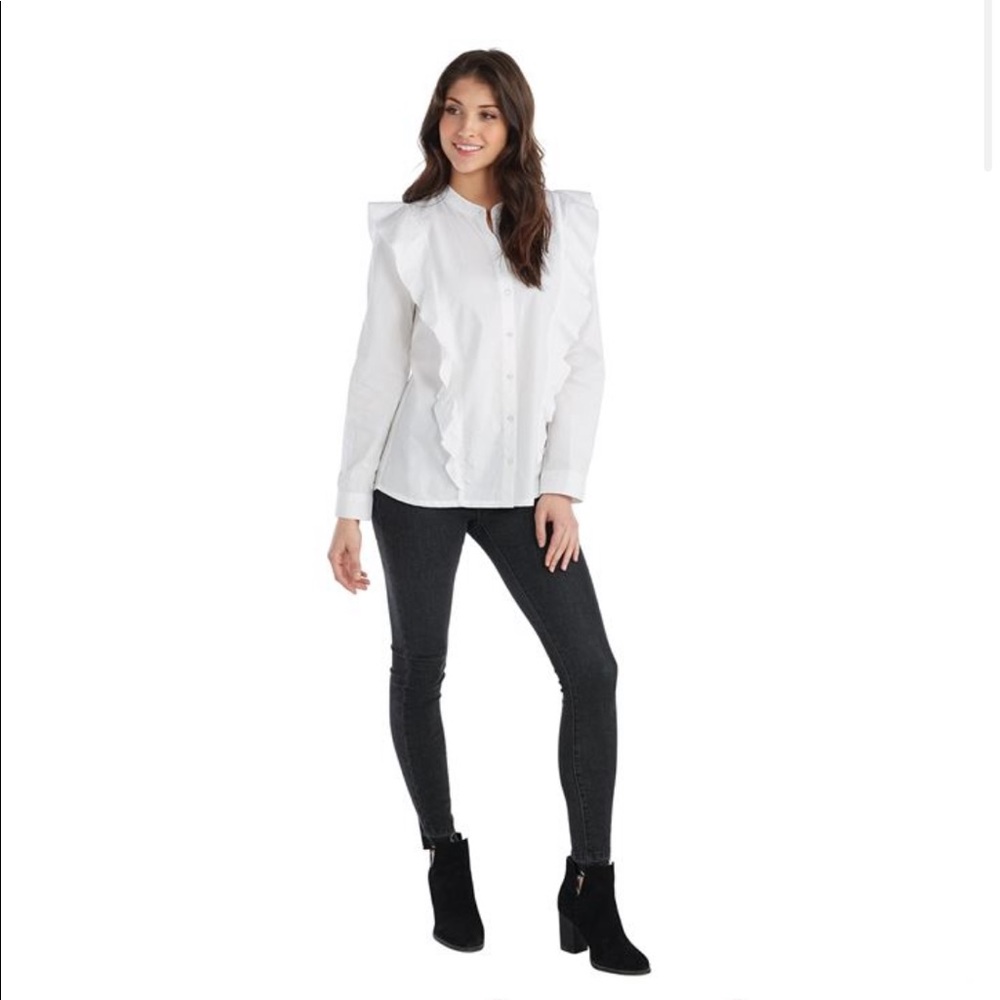 NWT Mud pie Adley button-down ruffle top